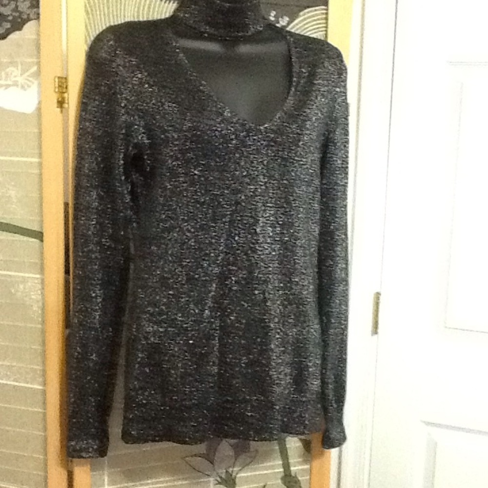 Micheal Kors Metallic Knit Cutout Sweater
